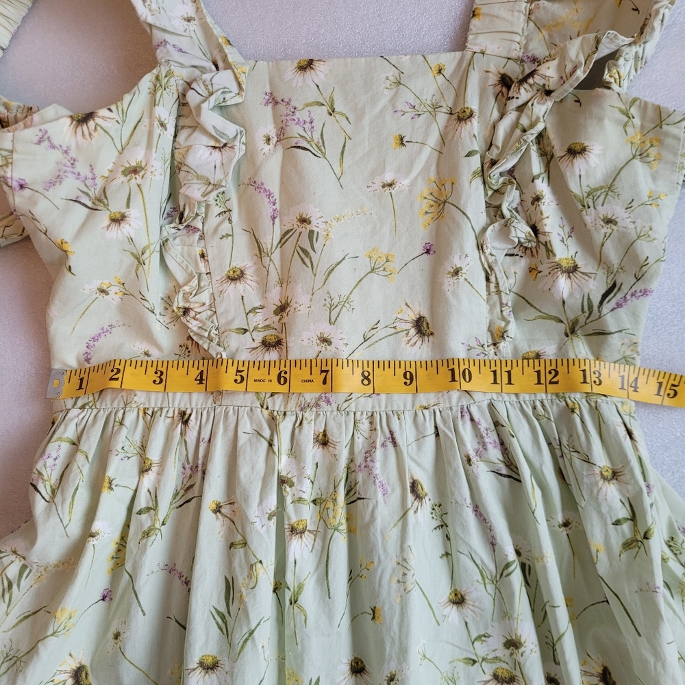 H&M Meadow Wildflowers Cottagecore Floral Dress Blogger Favorite Light Green S - Picture 16 of 16